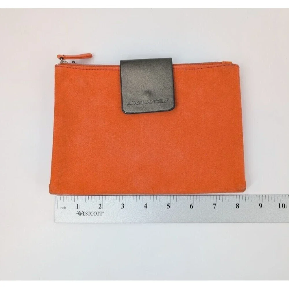 AIRFRANCE Travel Organizer Clutch Orange Vegan Suede Wallet Pouch‎ Wallet